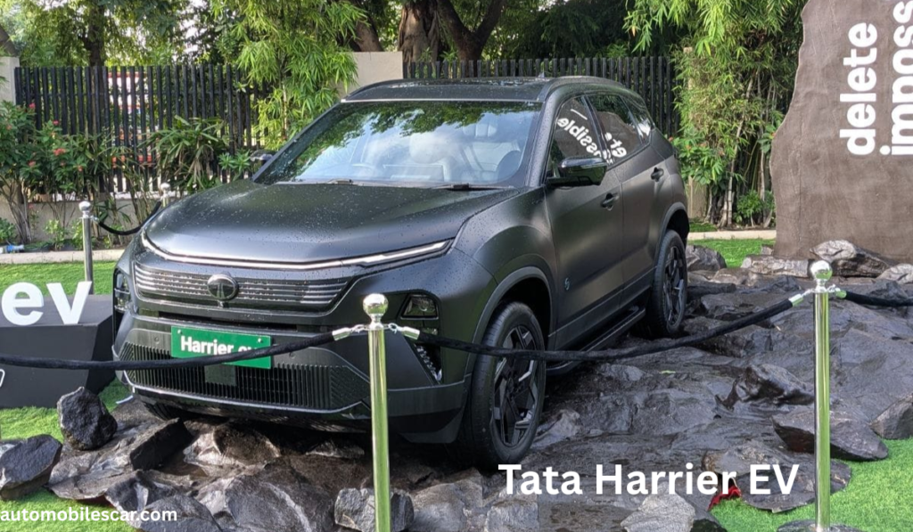 Tata Harrier EV electric SUV showcasing futuristic design, bold front look, and modern LED lighting 🔹 Image Title Attribute