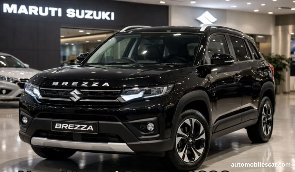 Maruti Suzuki Brezza LXI का फ्रंट व्यू और बोल्ड ग्रिल डिजाइन