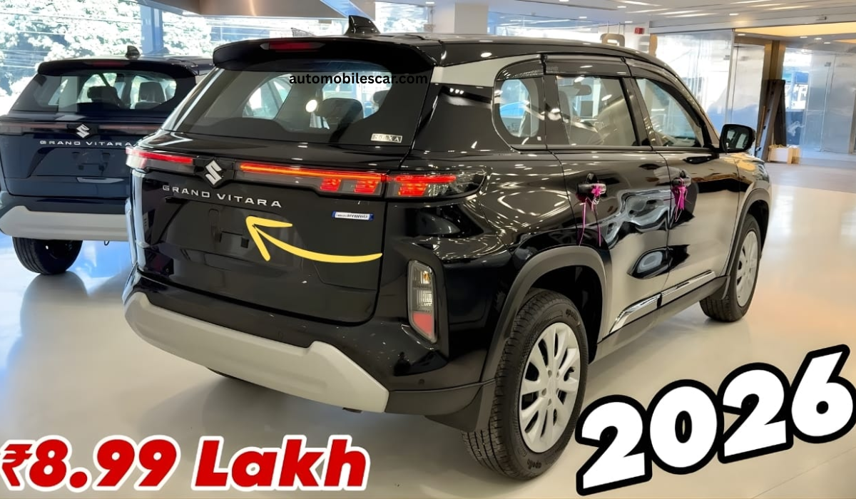 Maruti Grand Vitara 2026 Hybrid SUV Front View with LED DRL and Alloy Wheels
