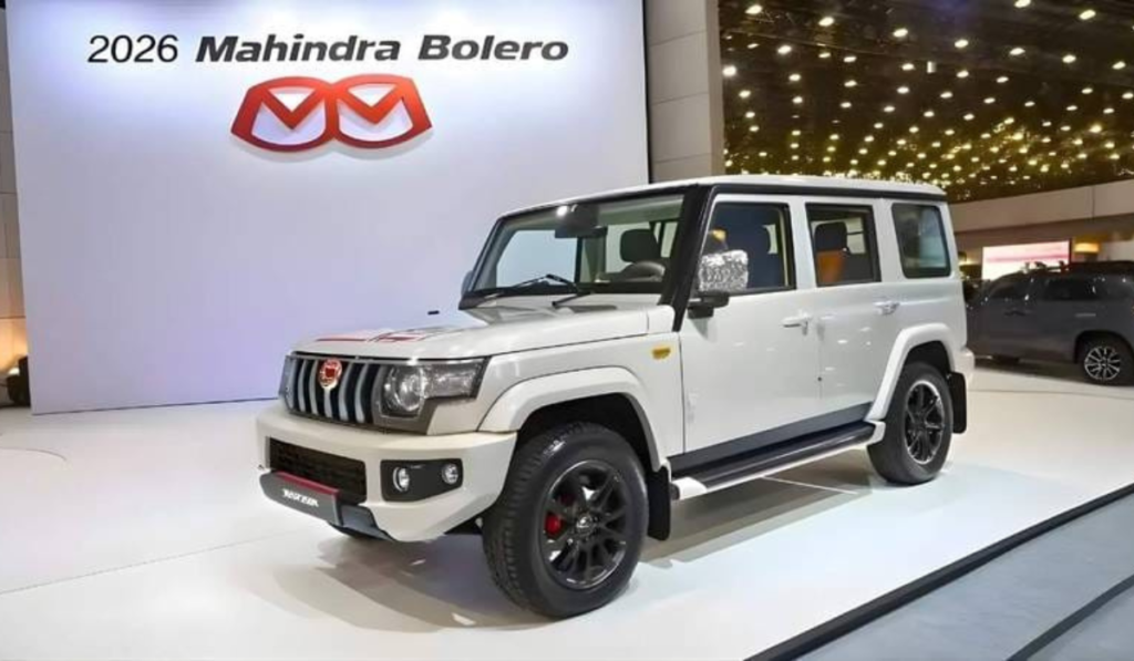 दमदार डिजाइन के साथ Mahindra Bolero 2026 SUV का फ्रंट प्रोफाइल