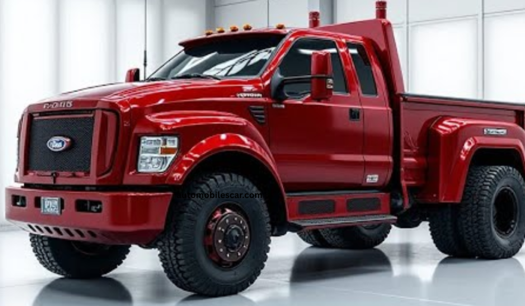 कंस्ट्रक्शन साइट पर काम करता Ford F-750 कमर्शियल ट्रक