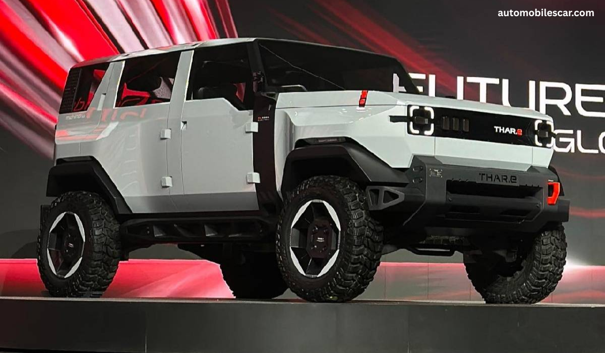 Mahindra Thar.e electric SUV front view with LED lights