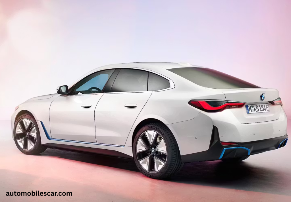 BMW i4 side profile showcasing aerodynamic design and alloy wheels
